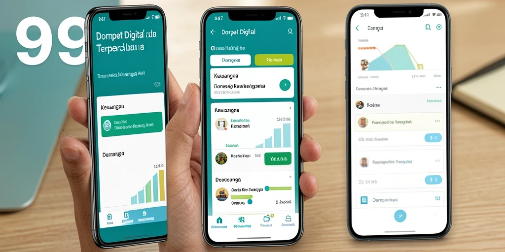 Antarmuka pengguna aplikasi Dompet Digital 99RP yang modern dan mudah digunakan.