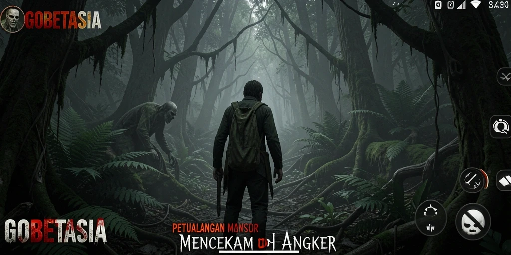 Antarmuka GOBETASIA dengan suasana hutan mencekam.