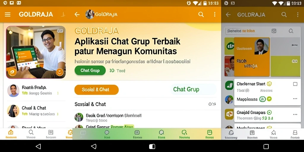 Tampilan antarmuka GOLDRAJA yang intuitif dan fungsional untuk chatting grup.