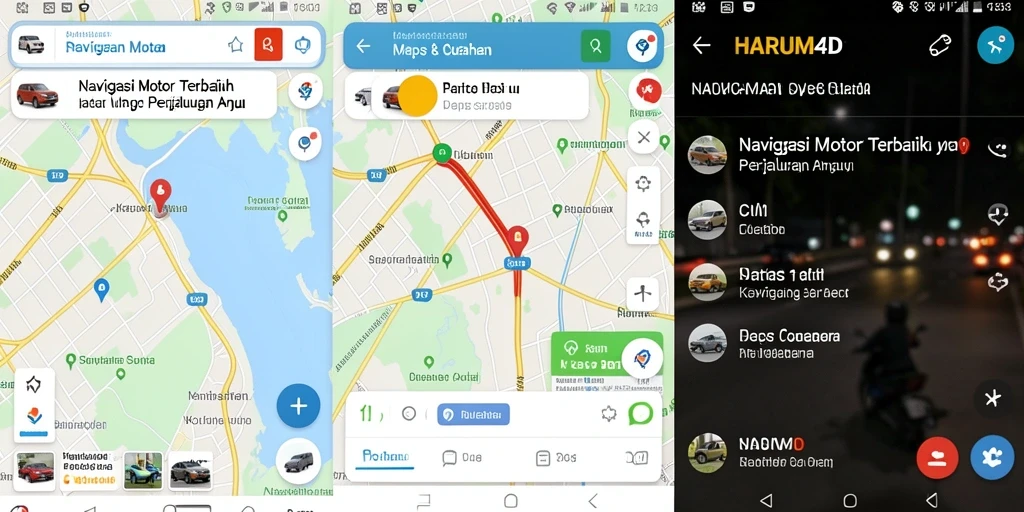 Tampilan antarmuka HARUM4D untuk navigasi motor yang jelas dan informatif.