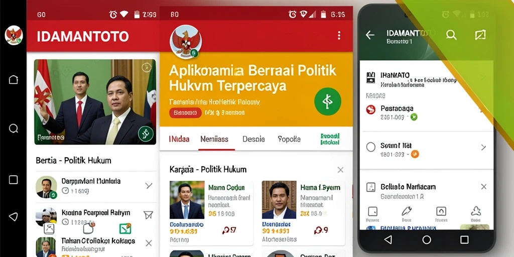 Tampilan antarmuka aplikasi IDAMANTOTO menunjukkan fitur politik hukum terbaru.