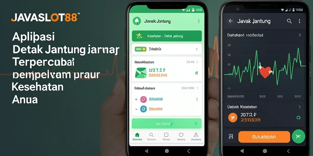 Antarmuka aplikasi JAVASLOT88 menampilkan pemantauan detak jantung secara real-time.