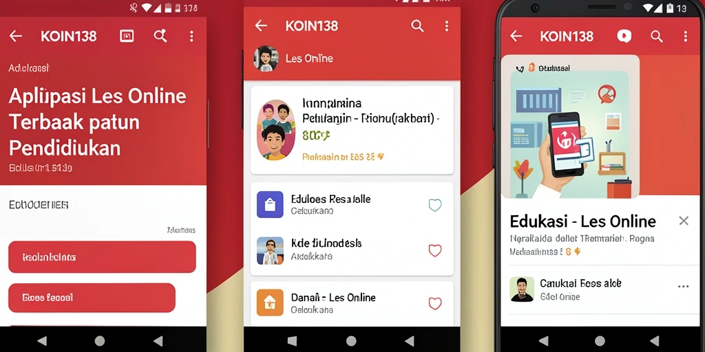 Tampilan antarmuka aplikasi KOIN138 untuk Les Online yang interaktif.